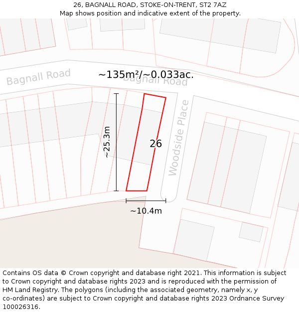 26, BAGNALL ROAD, STOKE-ON-TRENT, ST2 7AZ: Plot and title map