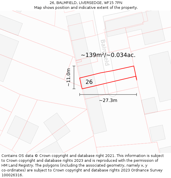 26, BALMFIELD, LIVERSEDGE, WF15 7PN: Plot and title map