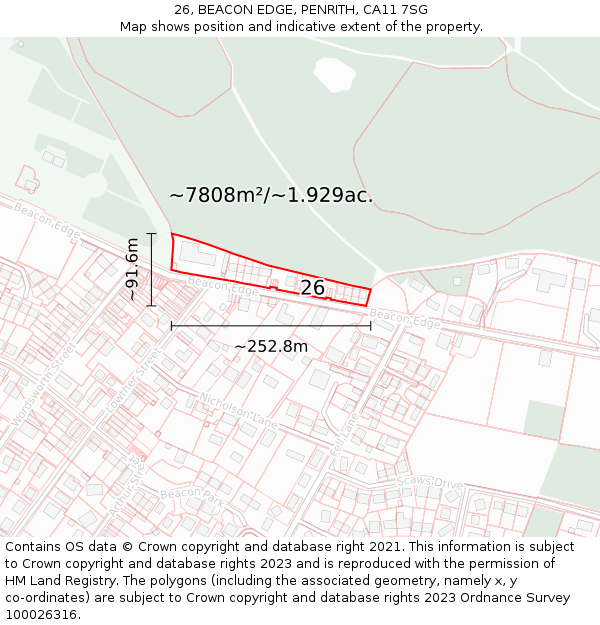 26, BEACON EDGE, PENRITH, CA11 7SG: Plot and title map