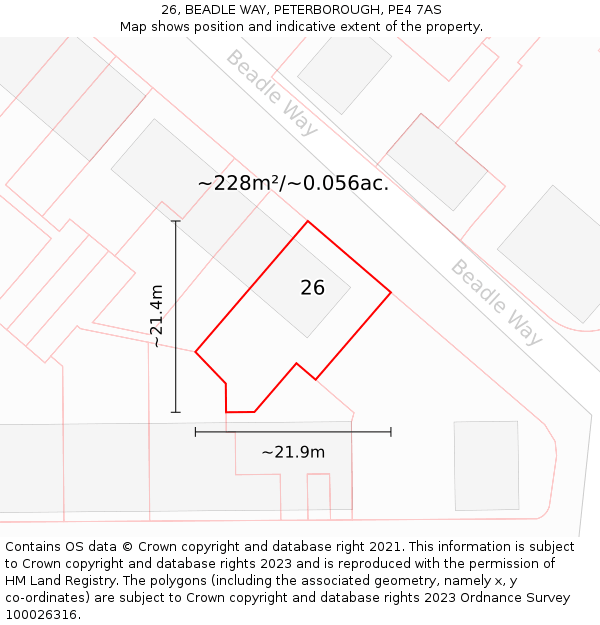 26, BEADLE WAY, PETERBOROUGH, PE4 7AS: Plot and title map