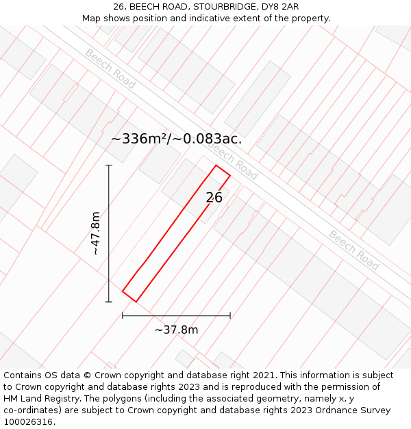 26, BEECH ROAD, STOURBRIDGE, DY8 2AR: Plot and title map