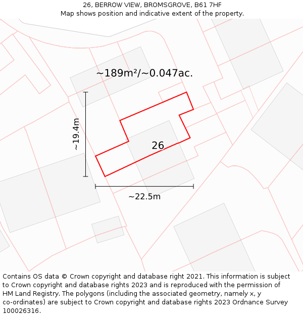 26, BERROW VIEW, BROMSGROVE, B61 7HF: Plot and title map