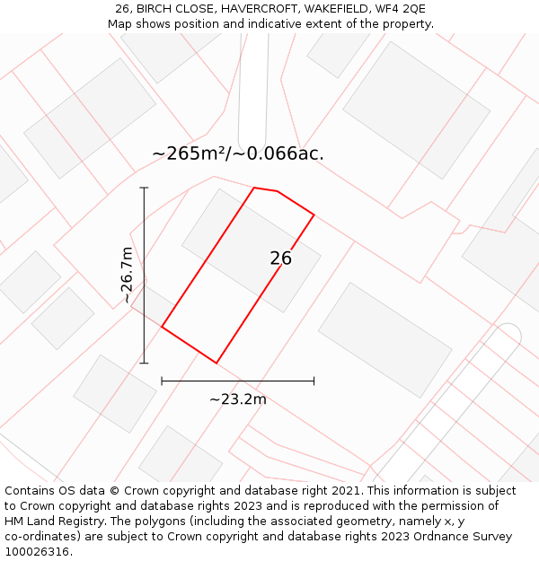 26, BIRCH CLOSE, HAVERCROFT, WAKEFIELD, WF4 2QE: Plot and title map