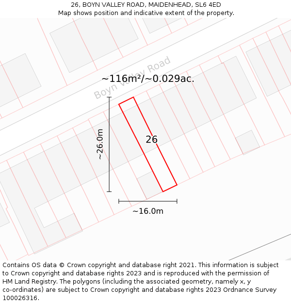 26, BOYN VALLEY ROAD, MAIDENHEAD, SL6 4ED: Plot and title map