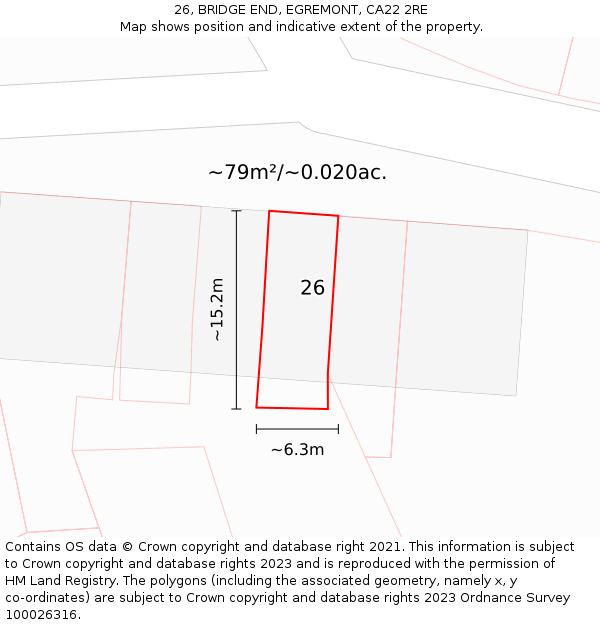 26, BRIDGE END, EGREMONT, CA22 2RE: Plot and title map