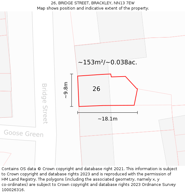 26, BRIDGE STREET, BRACKLEY, NN13 7EW: Plot and title map