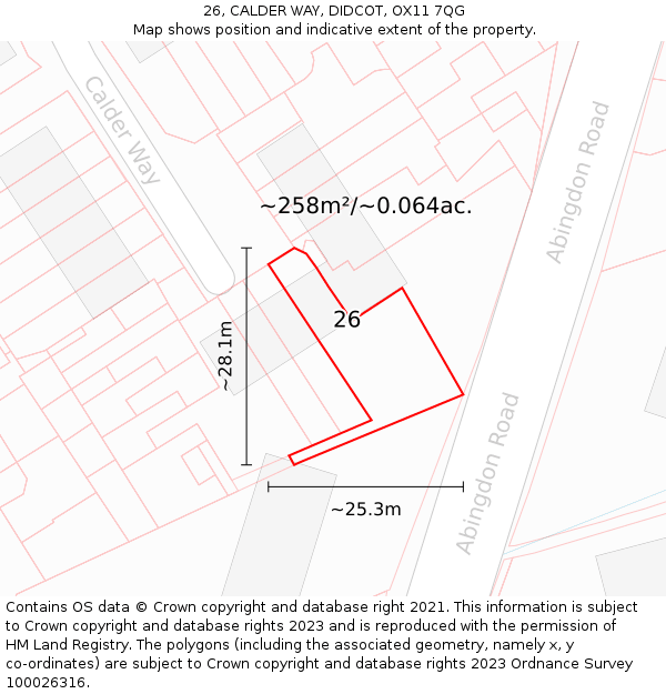 26, CALDER WAY, DIDCOT, OX11 7QG: Plot and title map