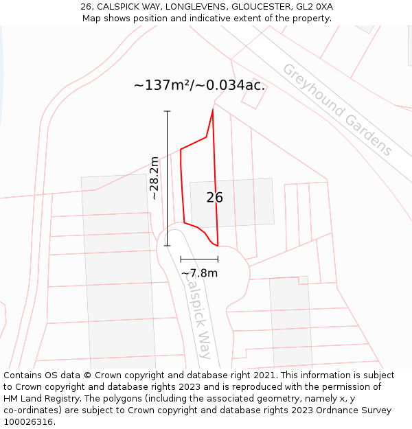 26, CALSPICK WAY, LONGLEVENS, GLOUCESTER, GL2 0XA: Plot and title map