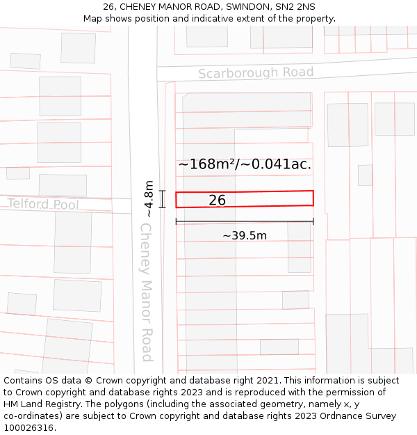 26, CHENEY MANOR ROAD, SWINDON, SN2 2NS: Plot and title map