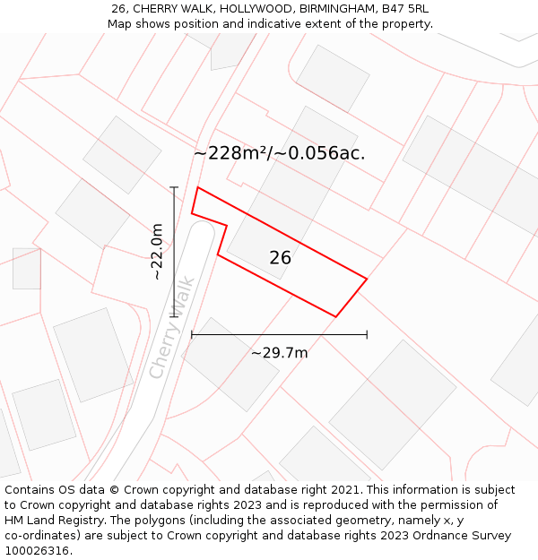 26, CHERRY WALK, HOLLYWOOD, BIRMINGHAM, B47 5RL: Plot and title map