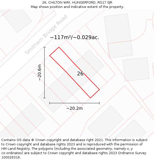 26, CHILTON WAY, HUNGERFORD, RG17 0JR: Plot and title map