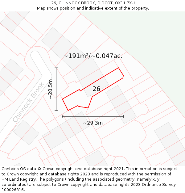 26, CHINNOCK BROOK, DIDCOT, OX11 7XU: Plot and title map