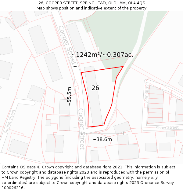 26, COOPER STREET, SPRINGHEAD, OLDHAM, OL4 4QS: Plot and title map