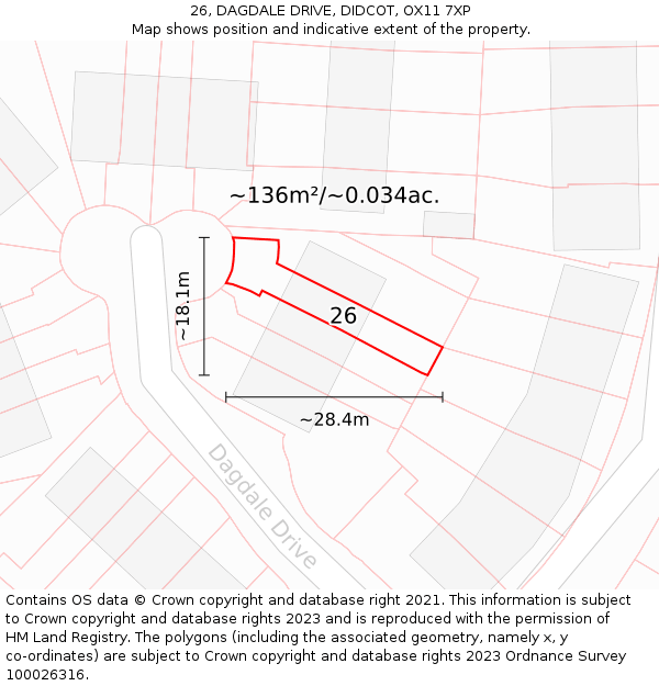 26, DAGDALE DRIVE, DIDCOT, OX11 7XP: Plot and title map