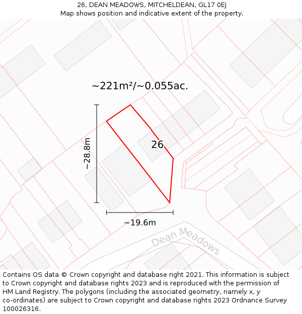 26, DEAN MEADOWS, MITCHELDEAN, GL17 0EJ: Plot and title map
