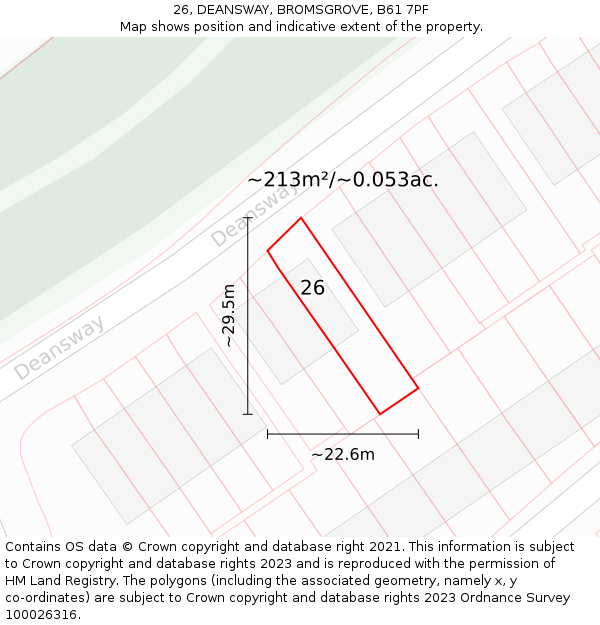 26, DEANSWAY, BROMSGROVE, B61 7PF: Plot and title map
