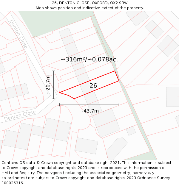 26, DENTON CLOSE, OXFORD, OX2 9BW: Plot and title map