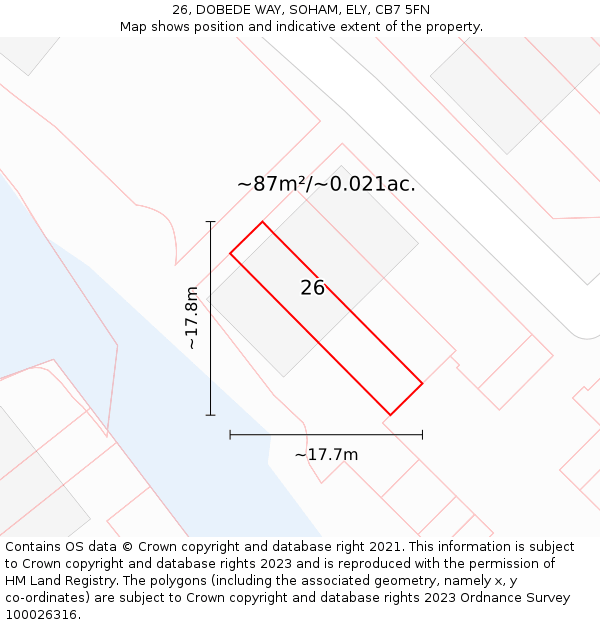 26, DOBEDE WAY, SOHAM, ELY, CB7 5FN: Plot and title map