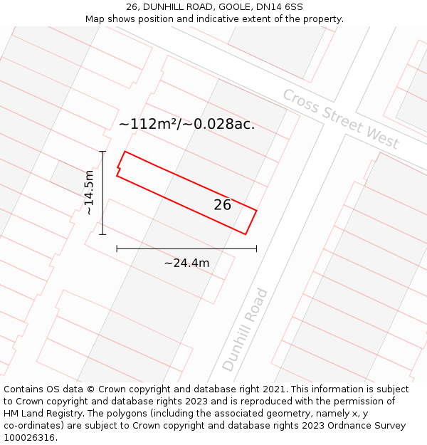 26, DUNHILL ROAD, GOOLE, DN14 6SS: Plot and title map