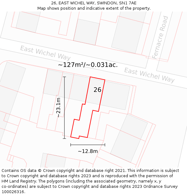 26, EAST WICHEL WAY, SWINDON, SN1 7AE: Plot and title map