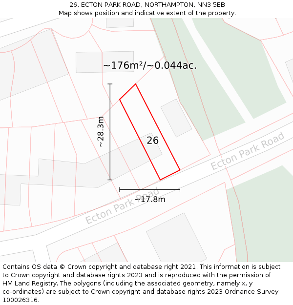 26, ECTON PARK ROAD, NORTHAMPTON, NN3 5EB: Plot and title map