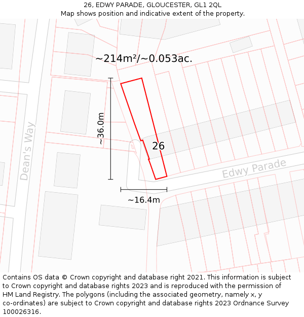 26, EDWY PARADE, GLOUCESTER, GL1 2QL: Plot and title map