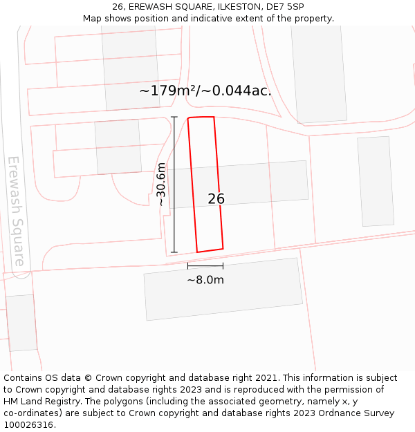26, EREWASH SQUARE, ILKESTON, DE7 5SP: Plot and title map