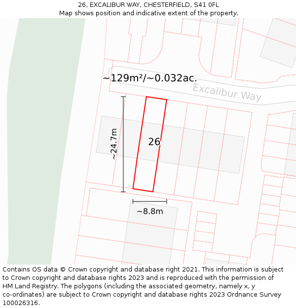 26, EXCALIBUR WAY, CHESTERFIELD, S41 0FL: Plot and title map