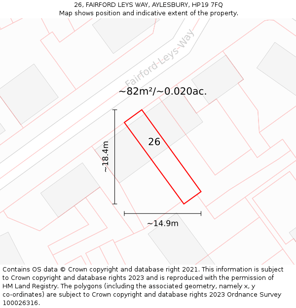 26, FAIRFORD LEYS WAY, AYLESBURY, HP19 7FQ: Plot and title map