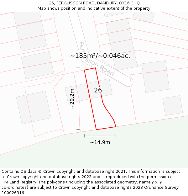 26, FERGUSSON ROAD, BANBURY, OX16 3HQ: Plot and title map
