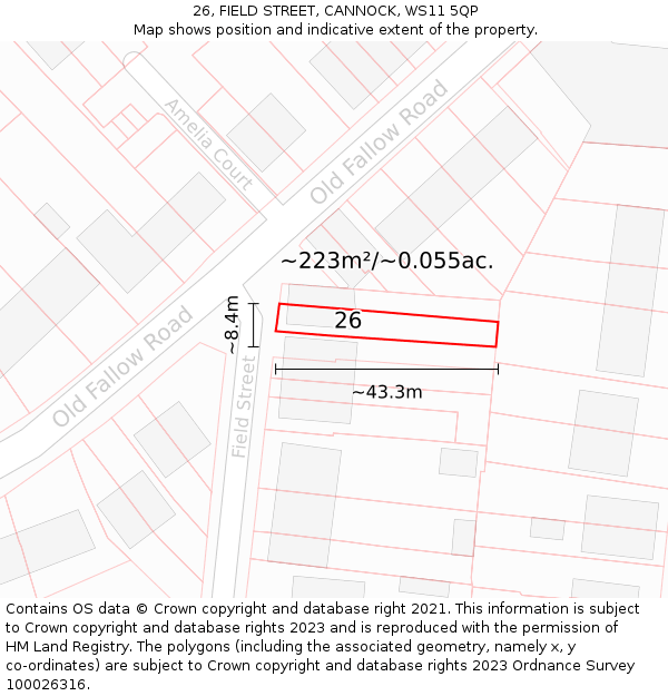 26, FIELD STREET, CANNOCK, WS11 5QP: Plot and title map