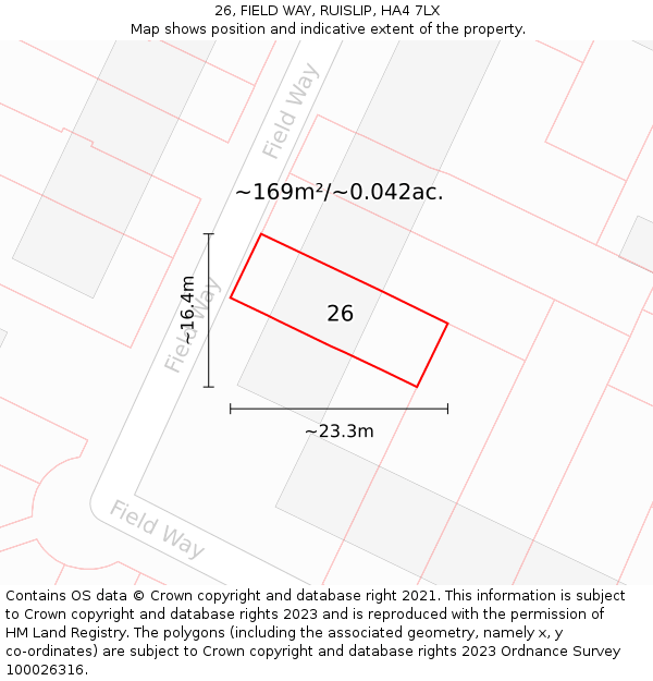 26, FIELD WAY, RUISLIP, HA4 7LX: Plot and title map