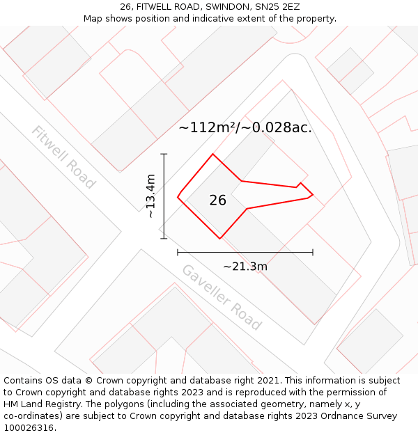 26, FITWELL ROAD, SWINDON, SN25 2EZ: Plot and title map