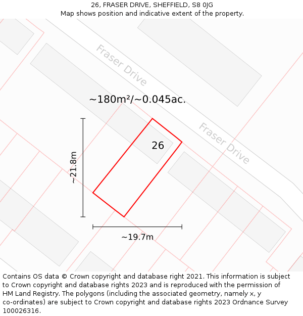 26, FRASER DRIVE, SHEFFIELD, S8 0JG: Plot and title map