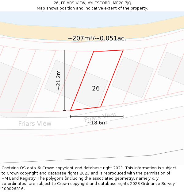 26, FRIARS VIEW, AYLESFORD, ME20 7JQ: Plot and title map