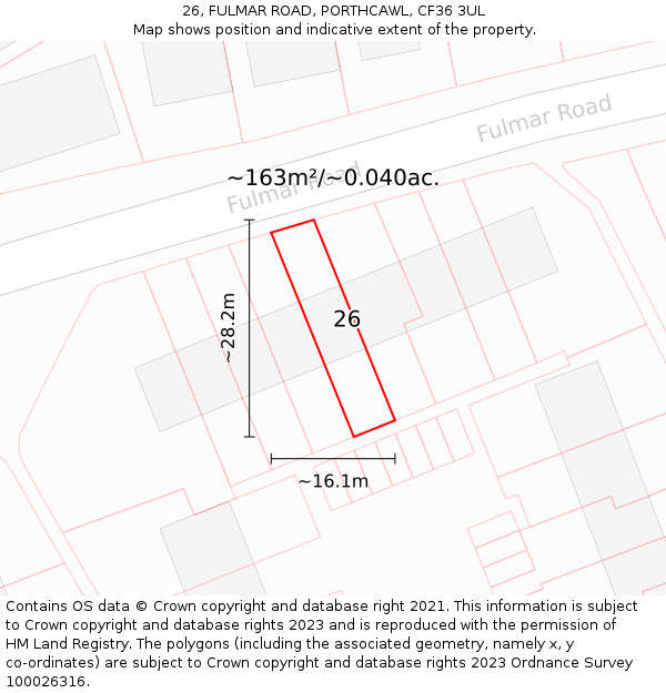 26, FULMAR ROAD, PORTHCAWL, CF36 3UL: Plot and title map