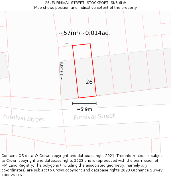 26, FURNIVAL STREET, STOCKPORT, SK5 6LW: Plot and title map