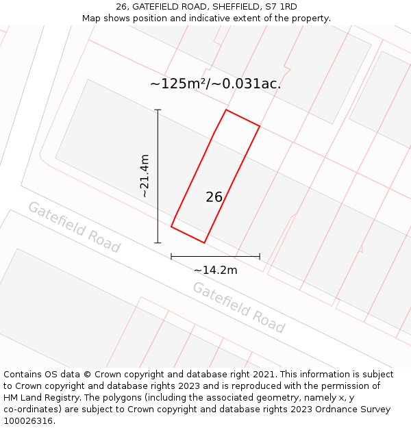 26, GATEFIELD ROAD, SHEFFIELD, S7 1RD: Plot and title map