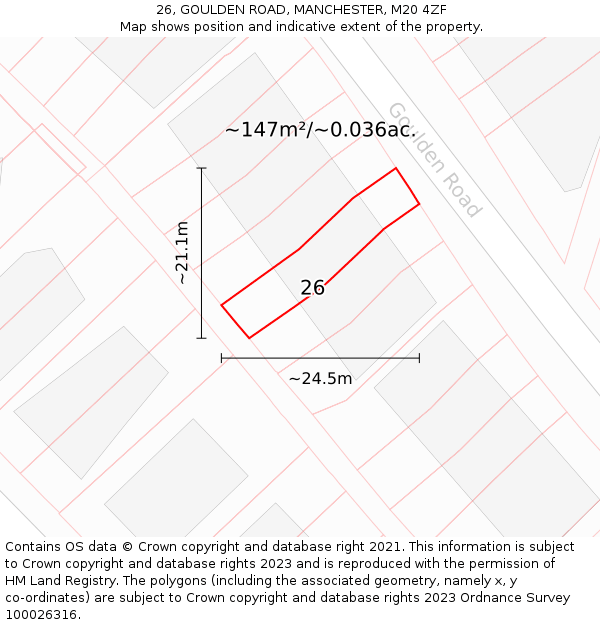 26, GOULDEN ROAD, MANCHESTER, M20 4ZF: Plot and title map