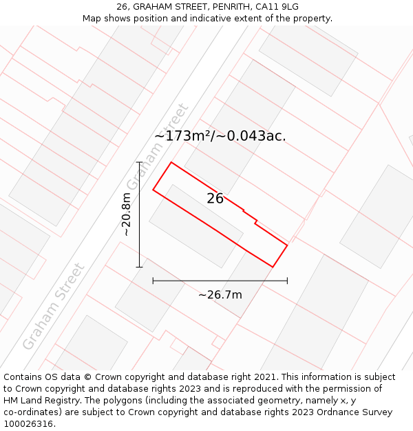 26, GRAHAM STREET, PENRITH, CA11 9LG: Plot and title map