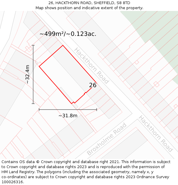 26, HACKTHORN ROAD, SHEFFIELD, S8 8TD: Plot and title map