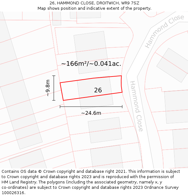 26, HAMMOND CLOSE, DROITWICH, WR9 7SZ: Plot and title map