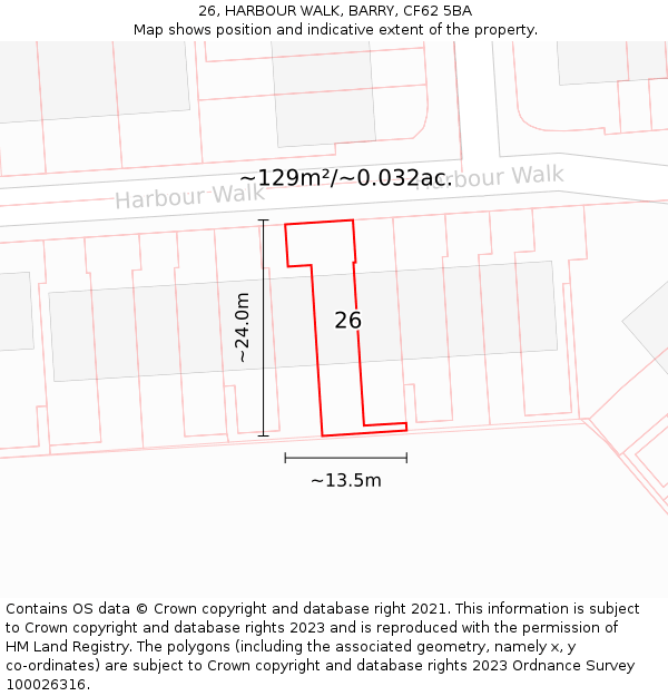 26, HARBOUR WALK, BARRY, CF62 5BA: Plot and title map