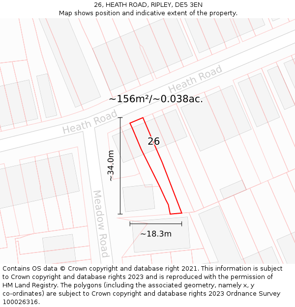 26, HEATH ROAD, RIPLEY, DE5 3EN: Plot and title map