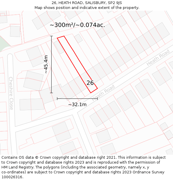 26, HEATH ROAD, SALISBURY, SP2 9JS: Plot and title map