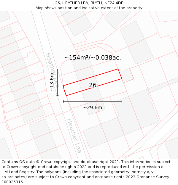 26, HEATHER LEA, BLYTH, NE24 4DE: Plot and title map