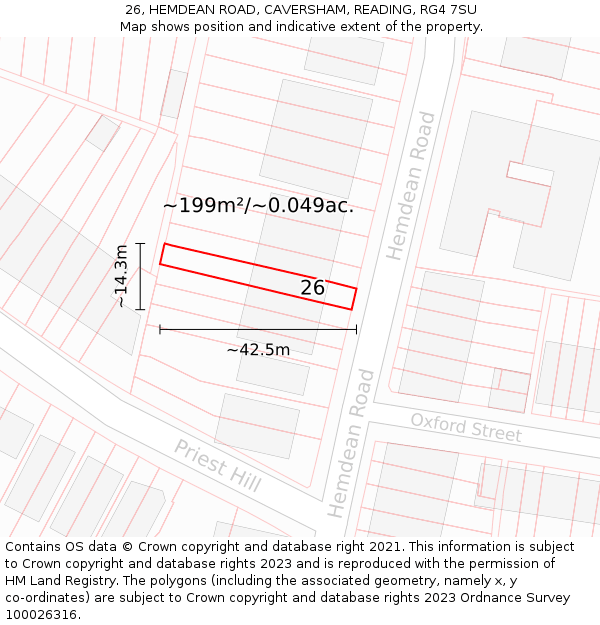 26, HEMDEAN ROAD, CAVERSHAM, READING, RG4 7SU: Plot and title map