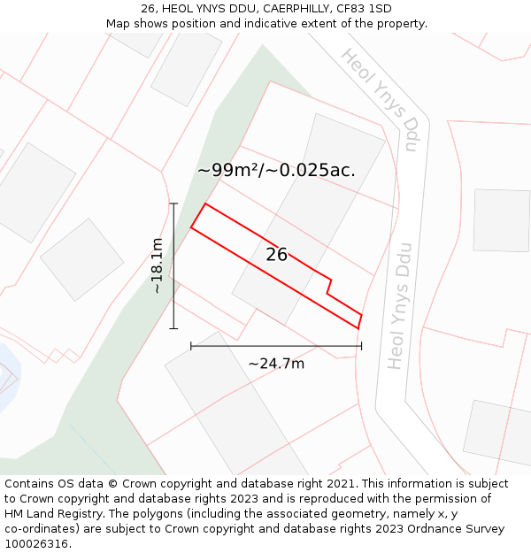 26, HEOL YNYS DDU, CAERPHILLY, CF83 1SD: Plot and title map