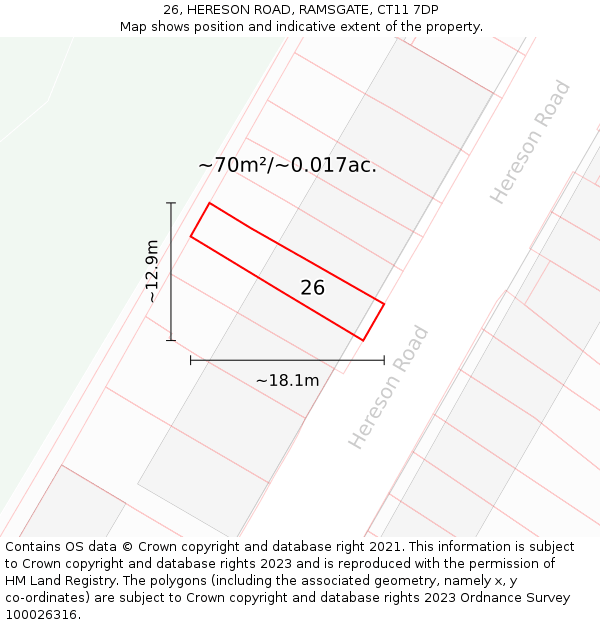26, HERESON ROAD, RAMSGATE, CT11 7DP: Plot and title map