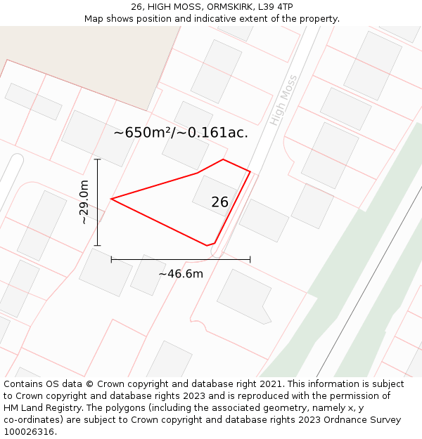 26, HIGH MOSS, ORMSKIRK, L39 4TP: Plot and title map